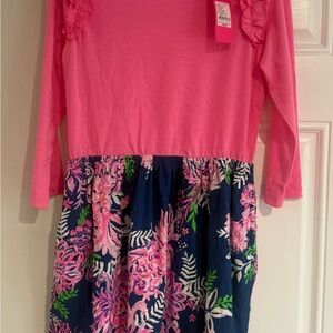 Pink and Blue Floral Kids Dress